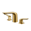 Kaiping Gockel Brushed Gold Brass Double Handle 3 Hole Deck Mounted Wash Mixer Tap Bathroom Basin Faucet