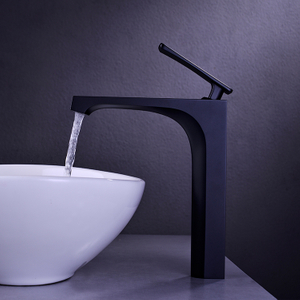 China Factory Matt Black Single Lever Single Handle Deck Mounted Tall Brass Bathroom Basin Faucet
