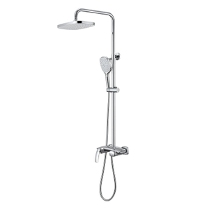 High-end Rain Bathroom Chrome Shower Faucet Set with ABS Three Function Hand Shower Mixer