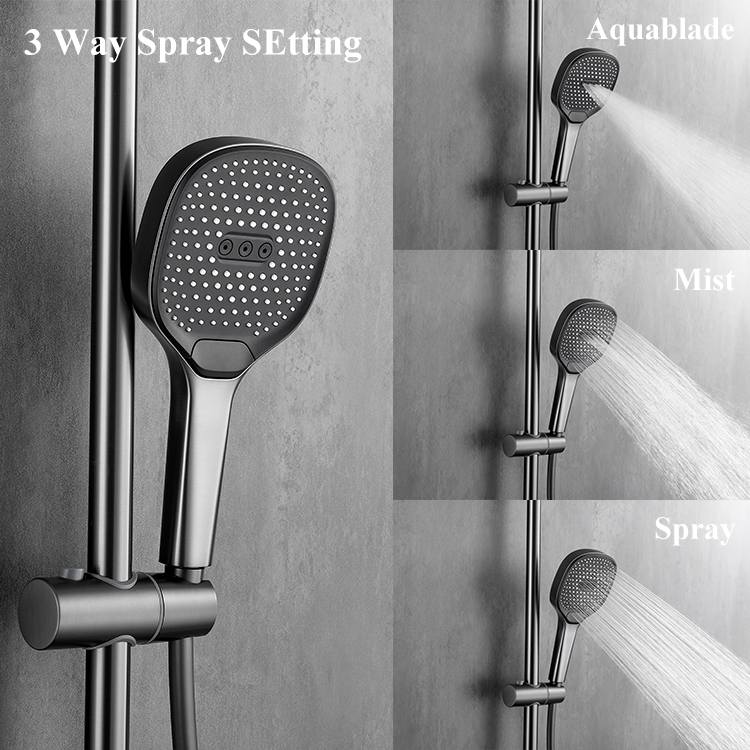 Brass Piano Keys Exposed Thermostatic Bathroom Shower Set Wall Mounted