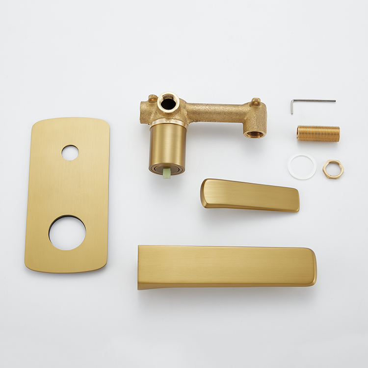 Modern Luxury Gold Wall Mounted Concealed Tap Wash Mixer Single Handle Hot And Cold Water Bathroom Faucet